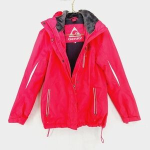 Gerry Black Fur Collar Pink Quilted Zip Casual Puffer Winter Jacket Z96